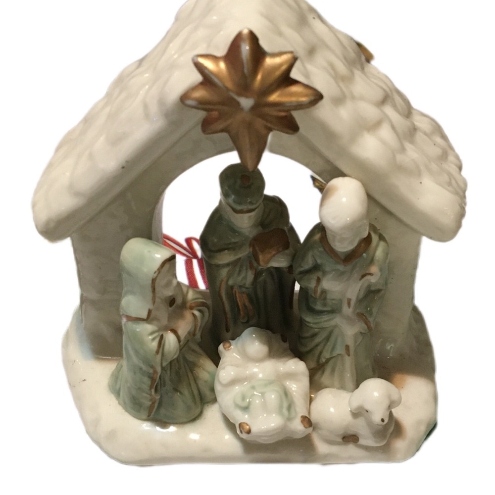 Ceramic Nativity Scene with Gold Star